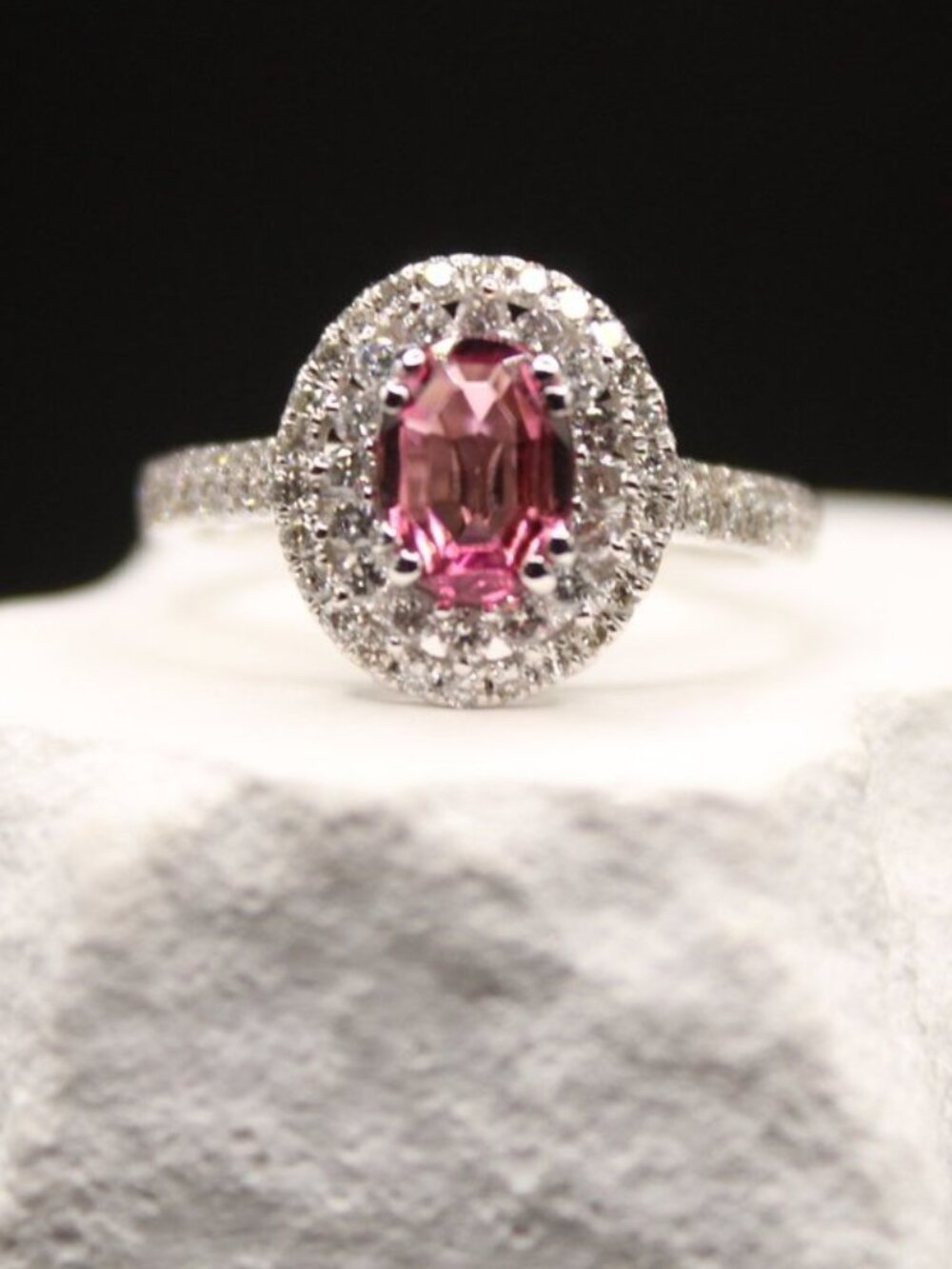 Tourmaline Diamond Halo Ring